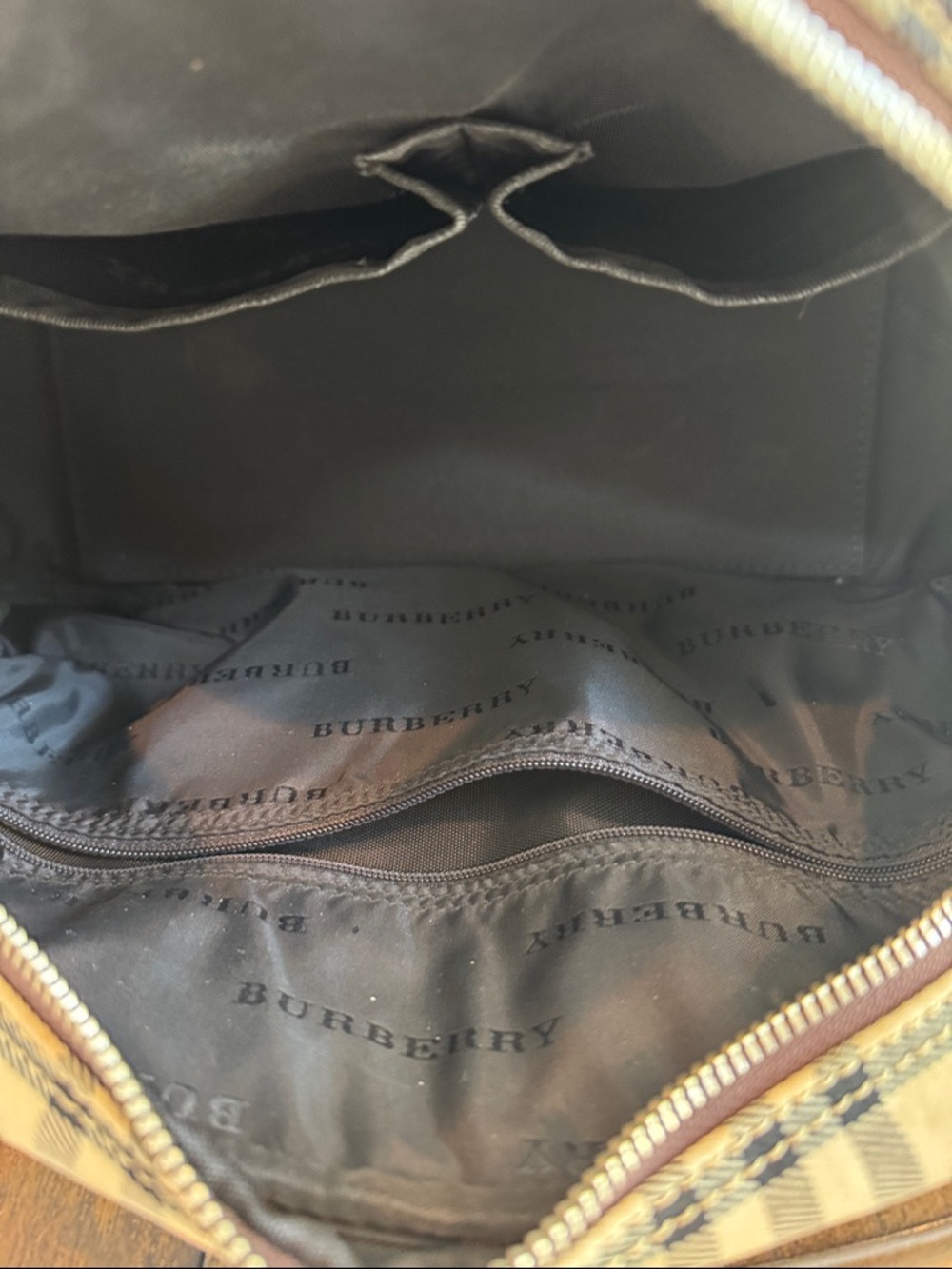 Burberry Boston Bag with Brown Leather Trim and Black Accents - Picture 3 of 6